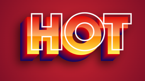 Red yellow fire effect text