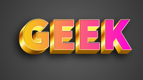 Yellow, pink and golden 3D text