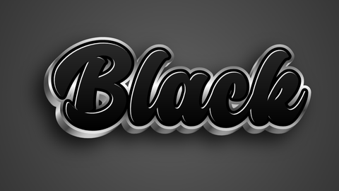 Black and silver metallic 3D text