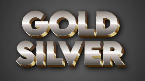 Gold and silver 3D text